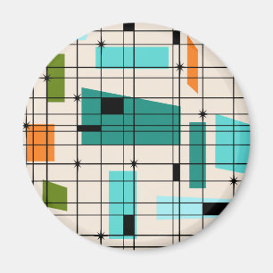 レトログリッド&スターバスト丸磁石 マグネット