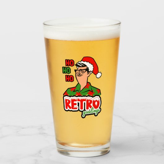 レトログリーティングクリスマス タンブラーグラス (ドリンク正面)