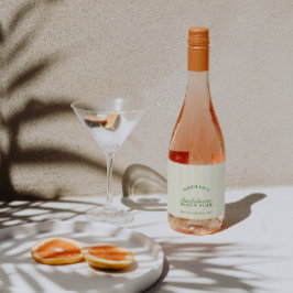 レトログリーンとイエローストライプバチェロレッテ スパークリングワインラベル