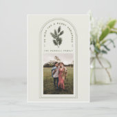 レトログリーンとクリームアーチと松の枝写真 シーズンカード (スタンド正面)