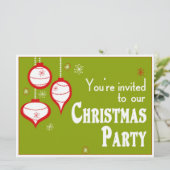 レトログリーンのクリスマス招待状 招待状 (スタンド正面)