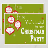 レトログリーンのクリスマス招待状 招待状 (正面/裏面)