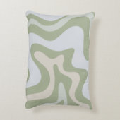 レトログリーンの液体スワール抽象芸術パターン アクセントクッション (裏面(縦))
