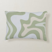 レトログリーンの液体スワール抽象芸術パターン アクセントクッション (裏面)