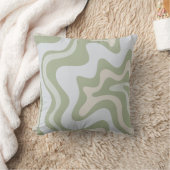 レトログリーンの液体スワール抽象芸術パターン クッション (ブランケット)