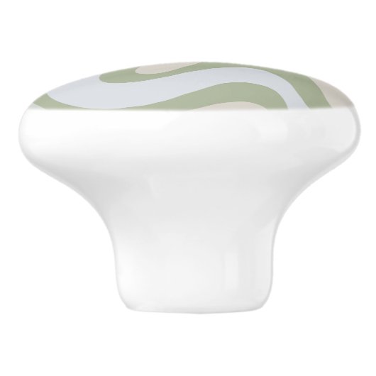 レトログリーンの液体スワール抽象芸術パターン セラミックノブ (側面)