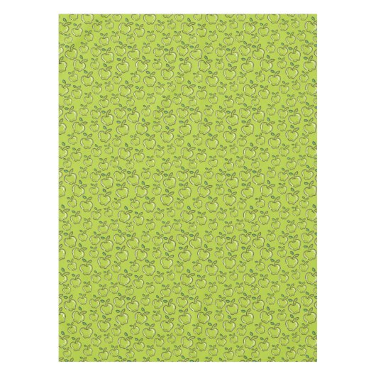 レトログリーンりんご果樹園の長方形 テーブルクロス (正面)