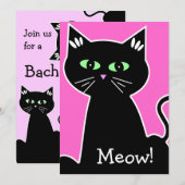 レトログリーンアイドブラックキャットバチェロレッテ 招待状 (正面/裏面)