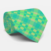 レトログリーンイエローブルーピンクパターン ネクタイ (ロール)