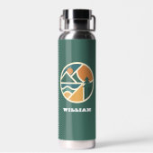 レトログリーンオレンジマウンテンアドベンチャーキャンプ ウォーターボトル (背面)