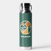 レトログリーンオレンジマウンテンアドベンチャーキャンプ ウォーターボトル (正面)