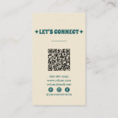 レトログリーンオレンジQRコードボホフローラ ユニーク 名刺 (裏面)