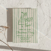 レトログリーンオーッおもしろいクリスマスツリー描パーティー 招待状