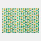 レトログリーンクリスマスツリーオンクリーム キッチンタオル (横)