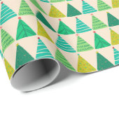 レトログリーンクリスマスツリーオンクリーム ラッピングペーパー (ロールコーナー)