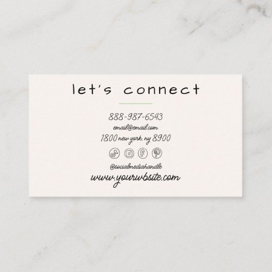 レトログリーンクリームウェーブストライプトレンディーボホ 名刺 (裏面)