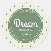 レトログリーンサークルキャンドルびん蓋ラベル ラウンドシール (正面)