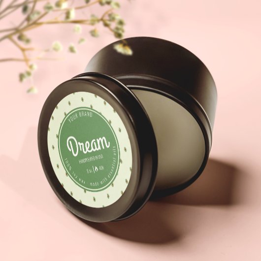 レトログリーンサークルキャンドルびん蓋ラベル ラウンドシール