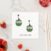 レトログリーンスキーゴンドラリフトスキーヤー スタンダードカクテルナプキン (インサイチュ)