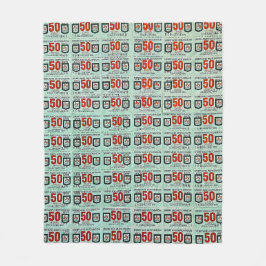 レトログリーンスタンプ フリースブランケット