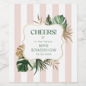 レトログリーンストライプピンクブライダル ワインラベル (シングルラベル)