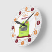 レトログリーンストーブキパーソナライズされたッチン時計 ラウンド壁時計 (傾斜)