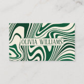 レトログリーンスワール抽象芸術パターン 名刺 (正面)