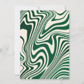レトログリーンスワール抽象芸術パターン 招待状 (裏面)