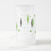 レトログリーンダイヤモンド&スターバストすりガラス製マグカップ フロストグラスビールジョッキ (中央)