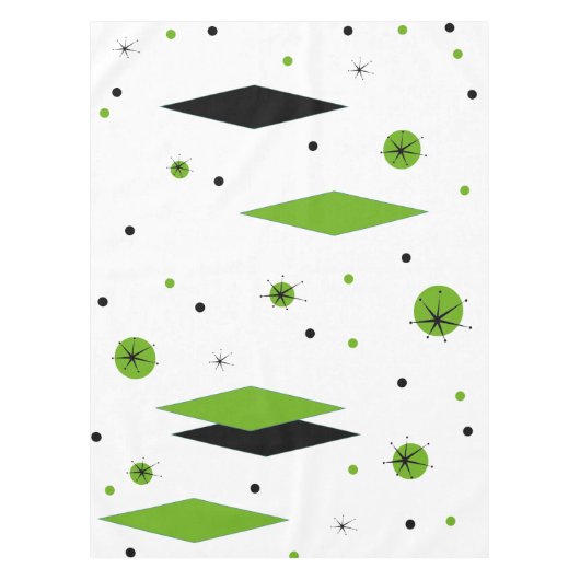 レトログリーンダイヤモンド&スターバストテーブルクロス テーブルクロス (正面)