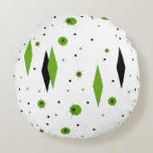 レトログリーンダイヤモンド&スターバストラウンド装飾用クッション ラウンドクッション (正面)