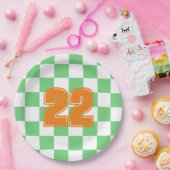 レトログリーンチェスボードチェッカーボードタイルY2K ペーパープレート (パーティー)