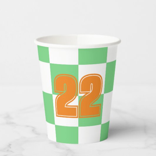 レトログリーンチェスボードチェッカーボードタイルY2K 紙コップ (左)