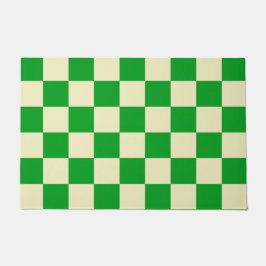 レトログリーンチェックチェッカーボ市松模様にード ドアマット