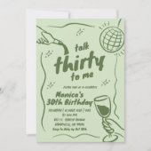 レトログリーンディスコトーク30歳 招待状 (正面)