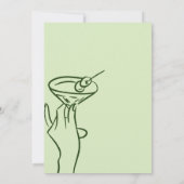 レトログリーンハンドドロードマルティーニ30歳の誕生日 招待状 (裏面)