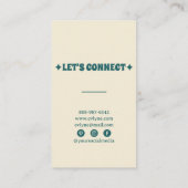 レトログリーンピンクグルーヴィボホシックユニークフローラ 名刺 (裏面)