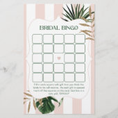 レトログリーンピンクパームブライダルシャワービンゴゲーム (正面)