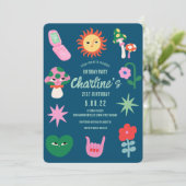 レトログリーンピンク21歳パーティー 招待状 (スタンド正面)