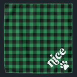 レトログリーンフランネルニースクリスマスドッグ バンダナ<br><div class="desc">このバンダナは素朴な緑のフランネルとおもしろいレトロなフォントを備え、その半分は素敵でいけなすてきな。犬や猫に最適なクリスマスバンダナ。</div>