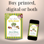 レトログリーンフレッシュオフザマーケットブライダルシャワー 招待状