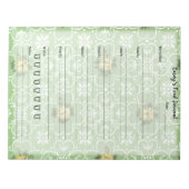 レトログリーンフローラフードジャーナルトレンディー食日記 ノートパッド (正面)