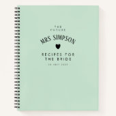 レトログリーンブライダルシャワーギフトレシピ ノートブック (正面)