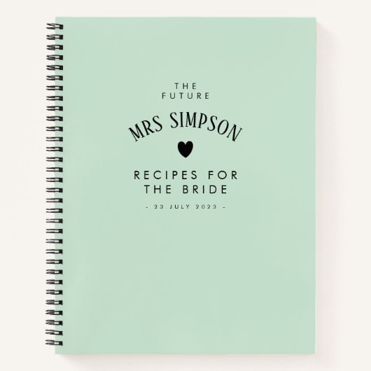 レトログリーンブライダルシャワーギフトレシピ ノートブック (正面)