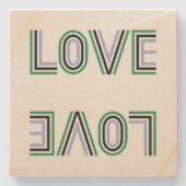 レトログリーンブラックブルーテニススコアラブ ストーンコースター (正面)