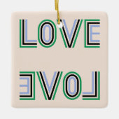 レトログリーンブラックブルーテニススコアラブ セラミックオーナメント (正面)