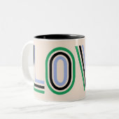 レトログリーンブラックブルーテニススコアラブ ツートーンマグカップ (正面左)