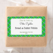 レトログリーンプレイド編集可能キャニングまたは食品ラベル ラベル (インサイチュ)