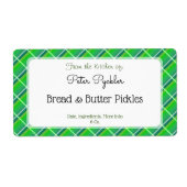 レトログリーンプレイド編集可能キャニングまたは食品ラベル ラベル (正面)