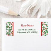 レトログリーンホリーと赤い果実のパターンラベル ラベル (インサイチュ)